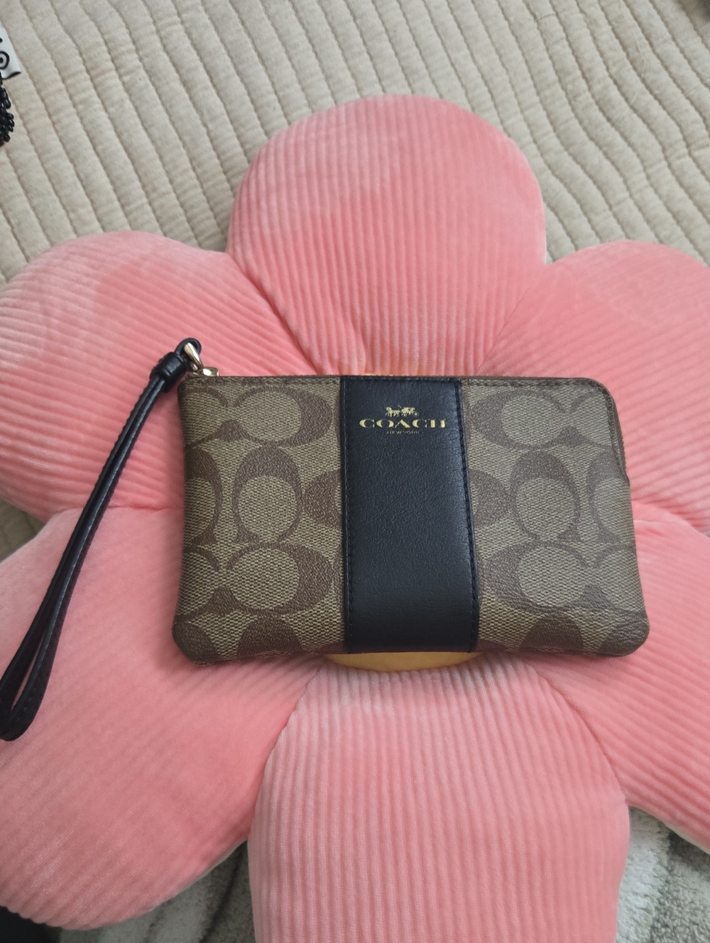 Coach Brown Signature Wristlet